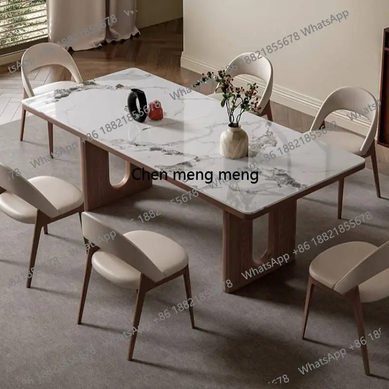 Mesa de Comedor de Diseño Único y Protector, Mesa de Comedor Nórdica de Piedra Sinterizada Moderna y de Lujo, Mesa de Estudio para Conferencias, Muebles para Comedor