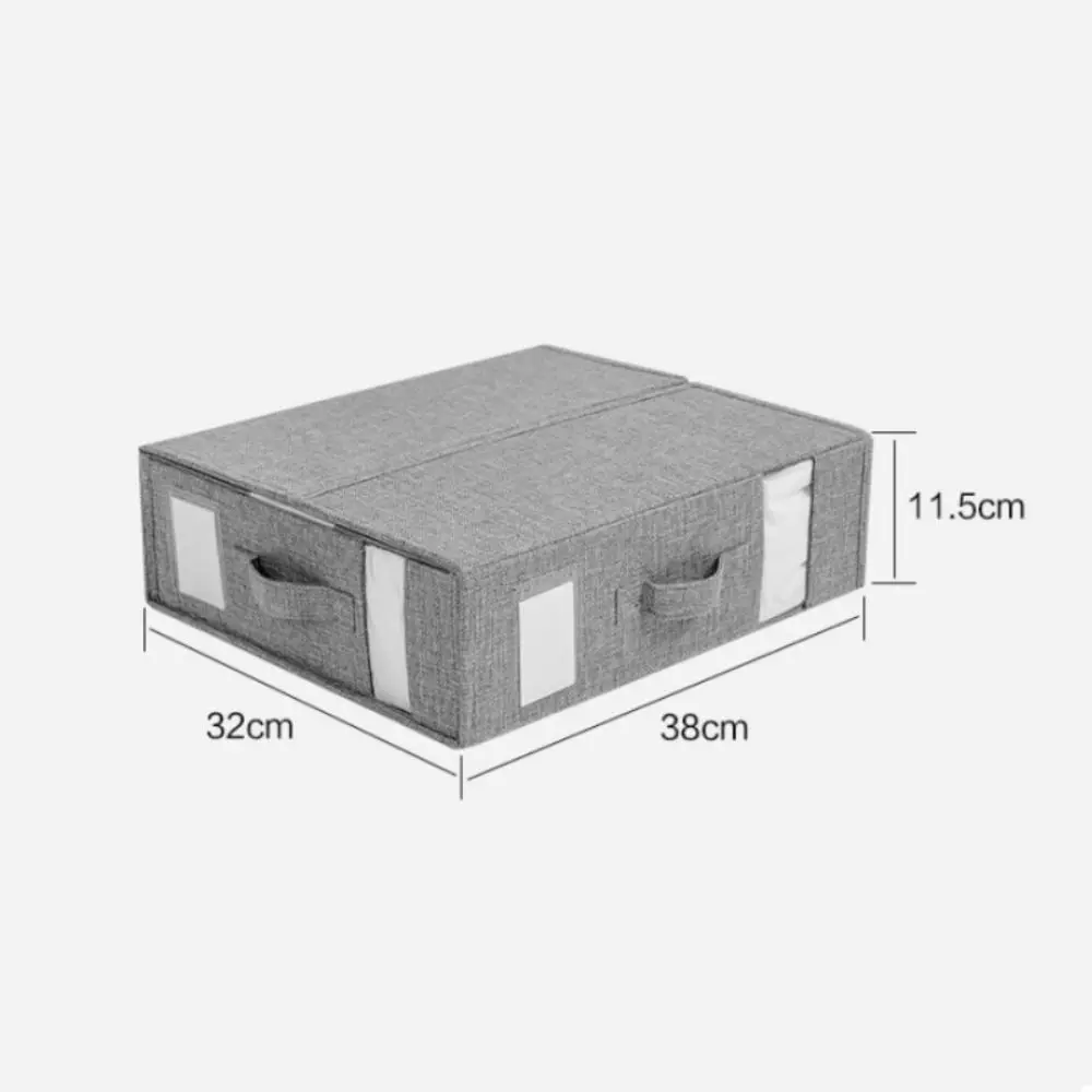 Bed Sheet Set Storage Box Fabric Visible Window Zipper Folding Blanket Finishing Box Wardrobe Bedding Storage Closet Organizer