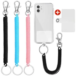 Universal Telescopic Spring Anti-theft Gasket Phone Lanyard Mobile Phone Charm Bracelet Straps Hanging Rope with Gasket Card