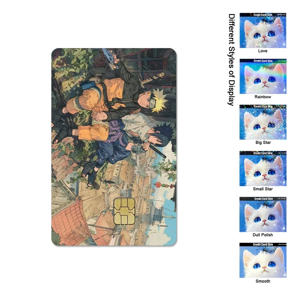 Anime Naruto naklejki na karty kredytowe Uchiha Sasuke Haruno Sakura Anime Ultra cienka naklejka skórka dekoracja prezent dla dziewczyny
