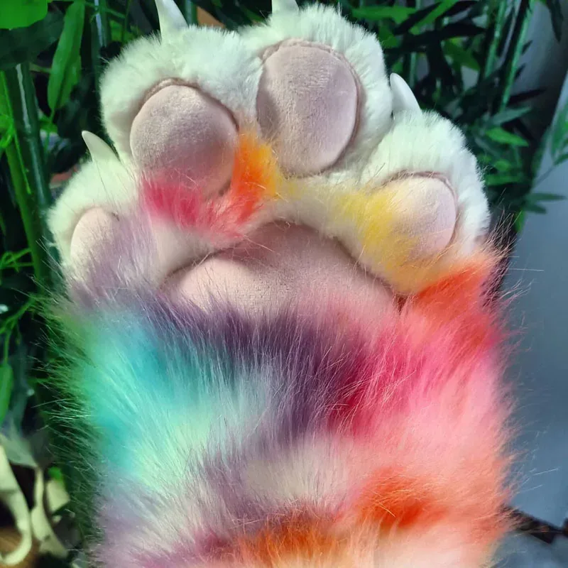 

DY20Форстюм кигуруми животное кошка Радуга пушистые лапы красочный комплект тигровые когти для Хэллоуина 25