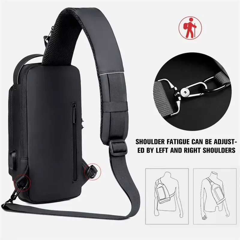 Men's Chest Bag Password Lock Anti-theft Biker Bag Leisure Outdoor Running Travel Waist Bag Shoulder Crossbody Sports Backpacks