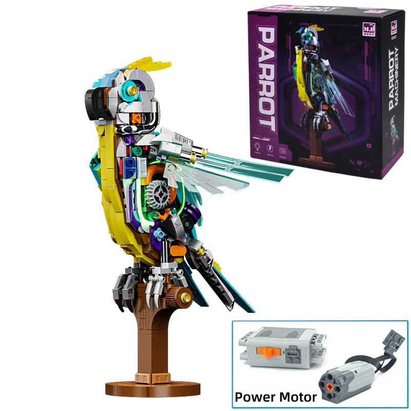 Juego de bloques de construcción de loros mecánicos, Kit de modelo de rompecabezas 3D, montaje de Motor de potencia, juguetes de ladrillos, regalos de cumpleaños y Navidad, 2025