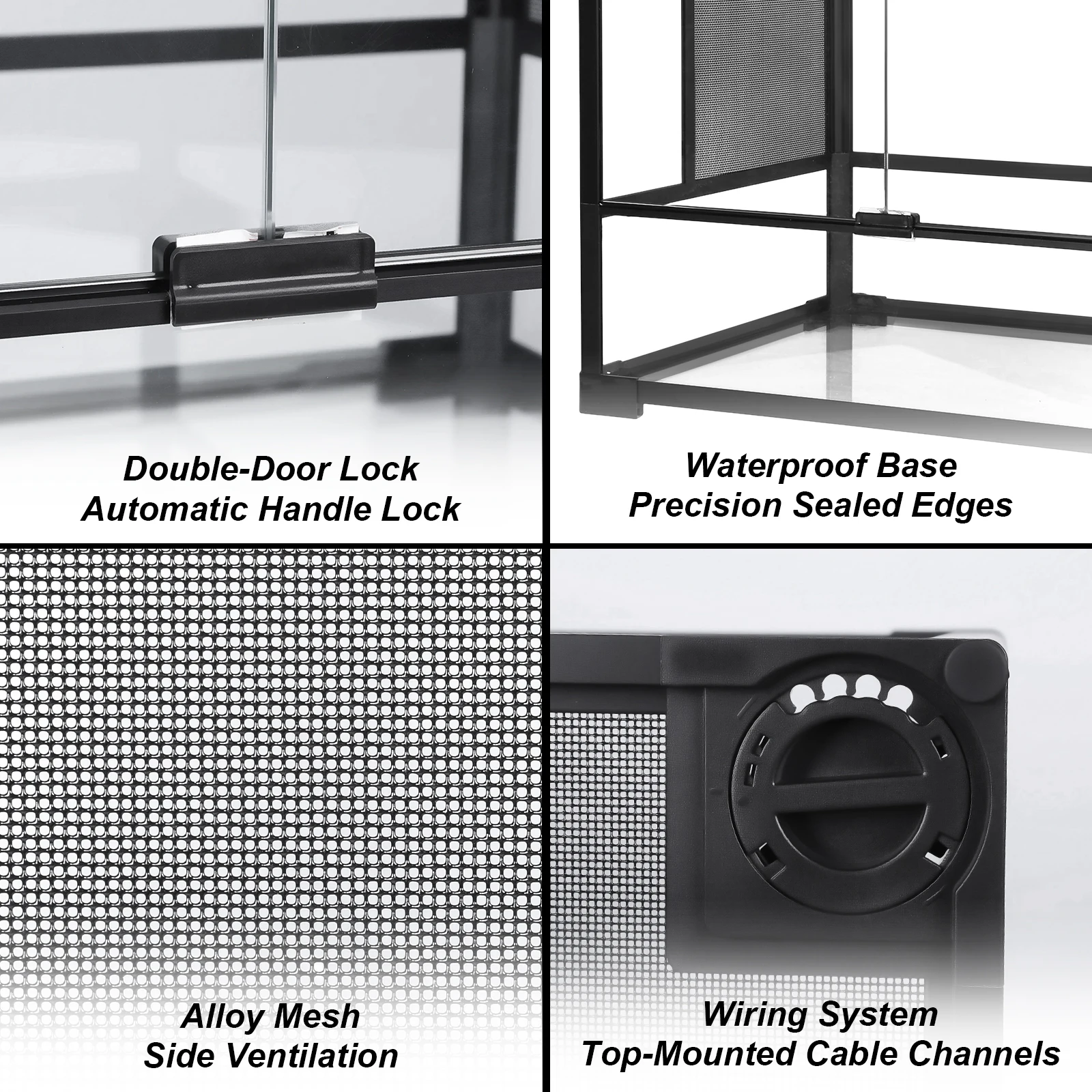 Reptile Zoo Tall Glass Rainforest Habitat Double Hinge Door with Screen Ventilation Reptile Terrarium Easy Assembly Tree Frogs - Image 6