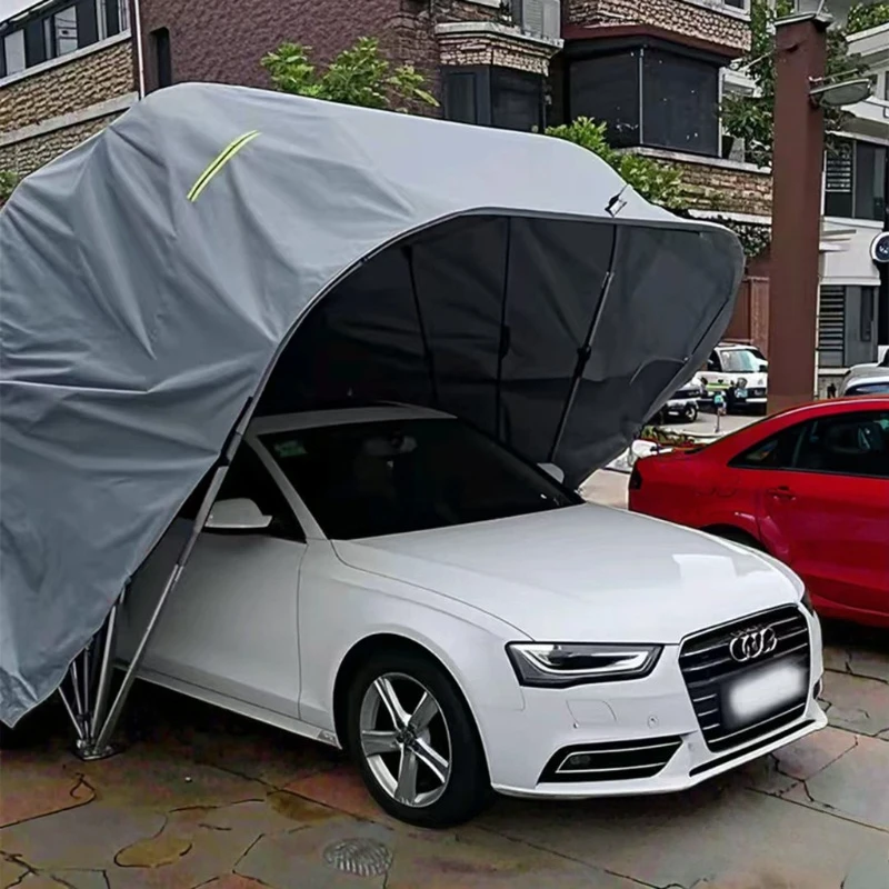 Semi-automatic shading, sun protection, dust protection, folding carport