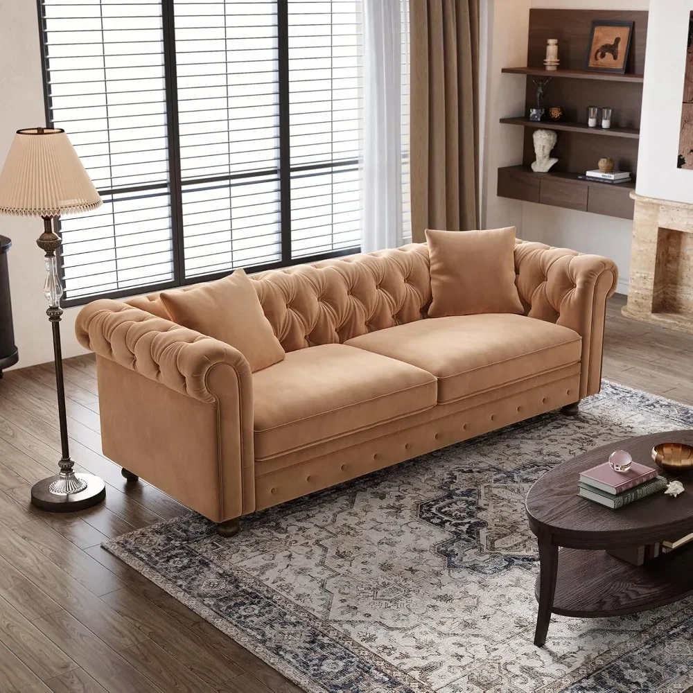 

82'' Velvet Sofa, 23.62'' Extra Deep Seat Couch, Upholstered 2 Seater Loveseat with Rolled Arm,Nailhead Trim, Oversized Loveseat