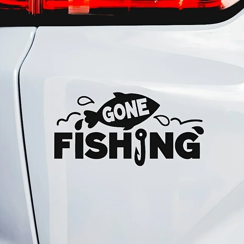 Cartoon Fishing Theme Vinyl Sticker Waterproof Decal for Car Body Triangular Window Laptop Glass Motorcycle Tank Fairing Decor