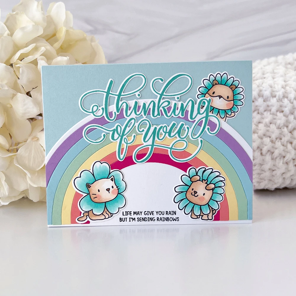 طوابع سيليكون شفافة من القنفذ ، قوالب قطع معدنية ، بطاقات ورقية ذاتية الصنع ، كلمات شكرًا لك ، عبارات تمنيات دافئة