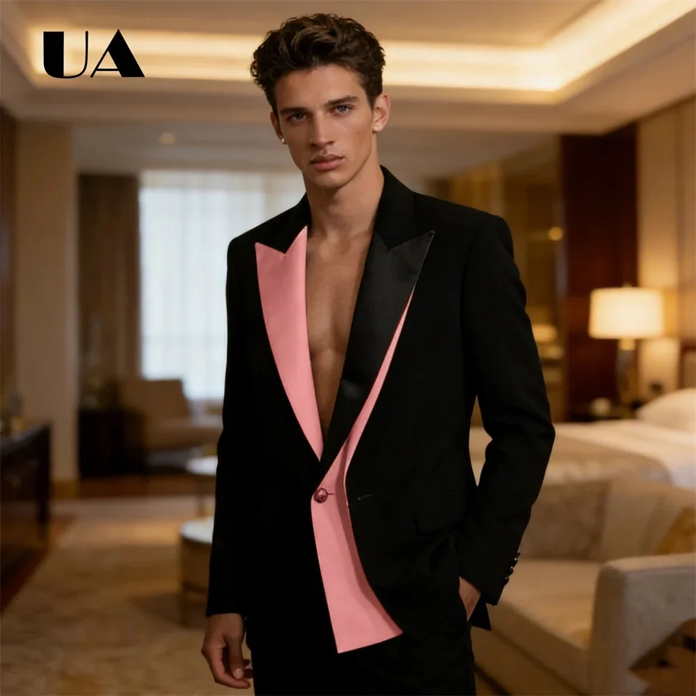 

Two Pieces Trendy Suit Attire for Men from XXS to 7XL, Tailored Fitting Formal Suit Jacket Pants Set, Wedding Guest Pantsuits