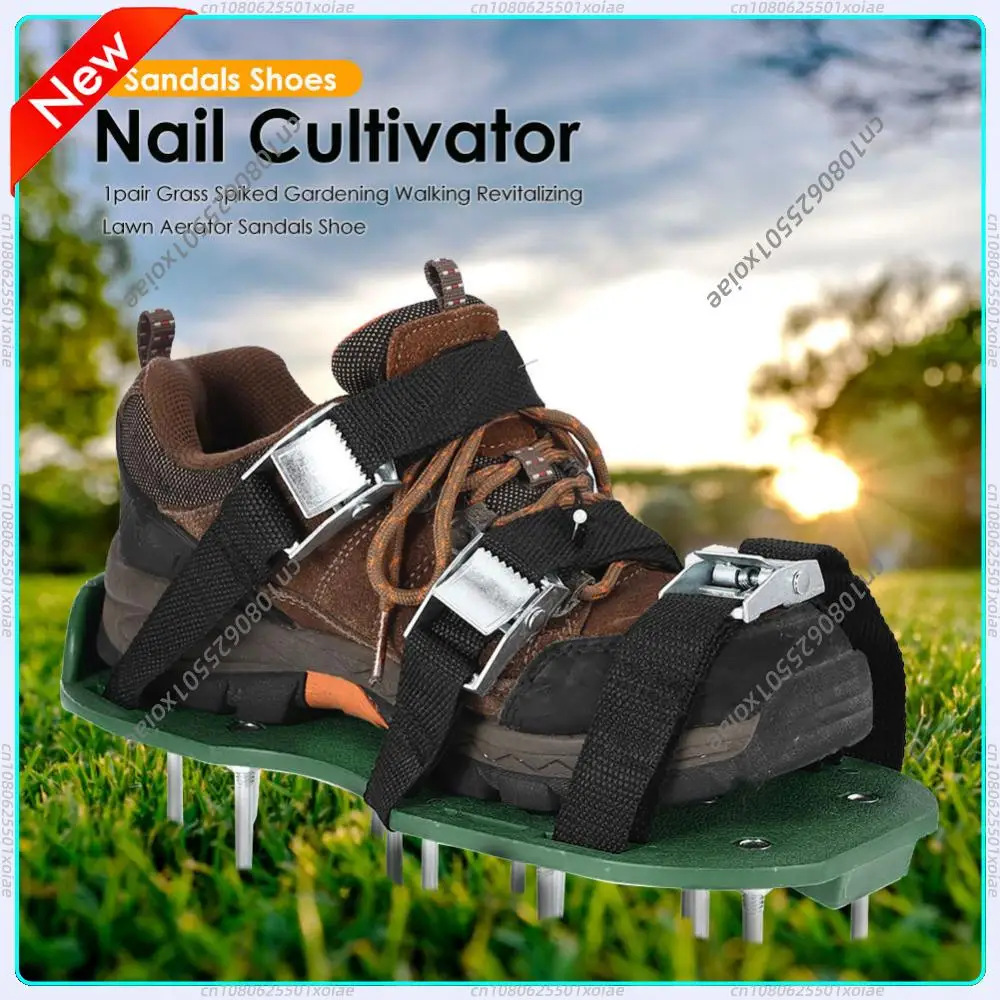 

1/2 пары аэраторных сандалий для газона с шипами, регулируемым ремешком и защитой от скольжения, для аэрации почвы на газоне и культивации.