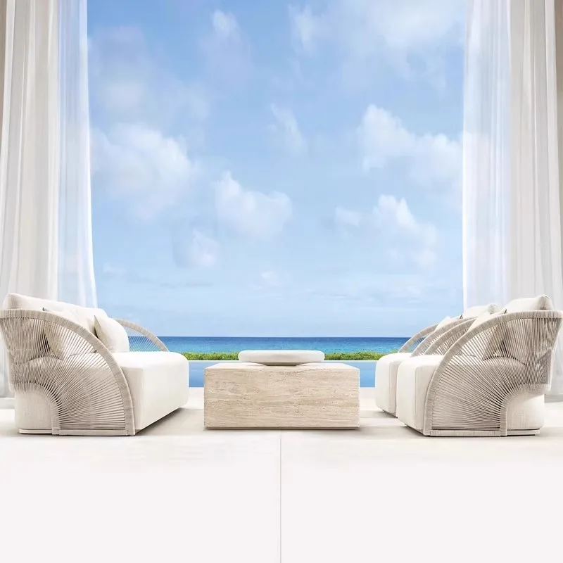 #Outdoor rattan sofa combination, outdoor balcony, garden terrace, courtyard, living room, sunroom, rattan woven sofa chair