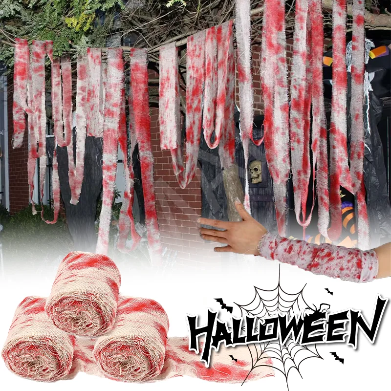 Halloween Bloody Gauze Roll Fake Blood Bandage Wrap Creepy Mummy Zombie Costume Fake Blood Creepy Accessories Party Decor