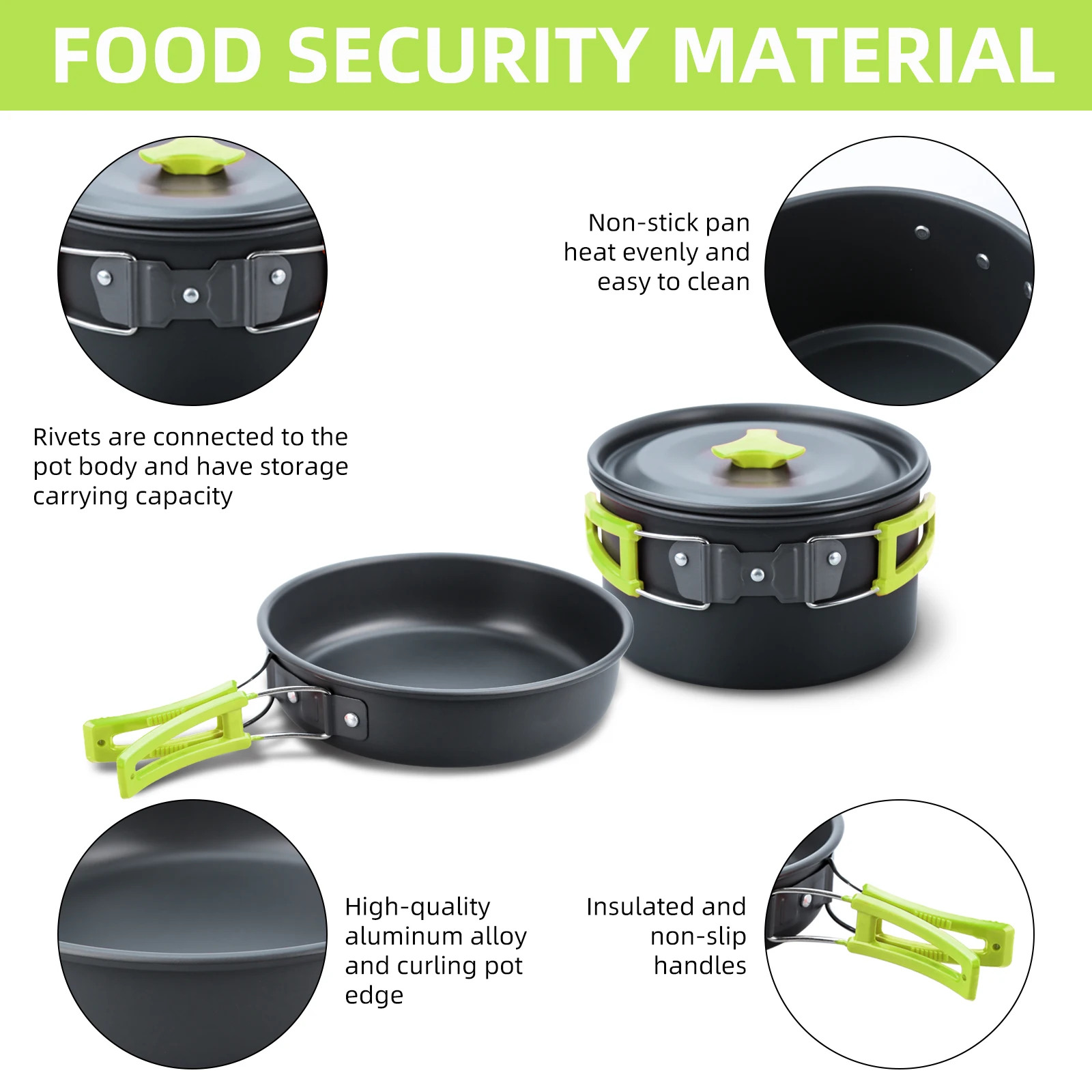 

Набор походной посуды для кемпинга, 16 предметов: кастрюли и сковороды, компактный набор для приготовления пищи в походах и на природе