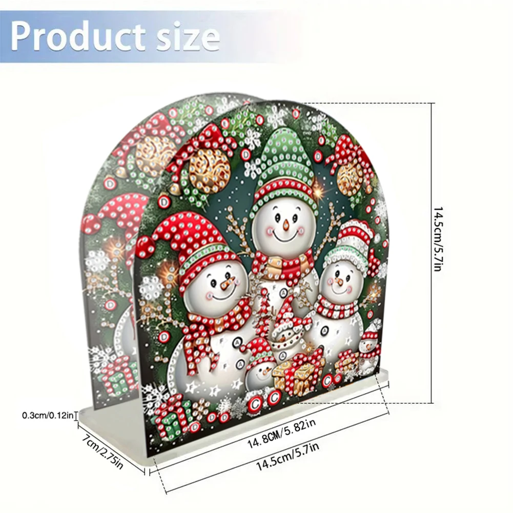 Porte-serviettes acrylique pour la décoration de la maison et du bureau, peinture au diamant, bonhomme de neige et arbre de Noël, ornement 5D, bricolage, art du papier, rangement T1