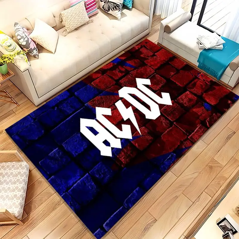 Fashion ACDC Rock Band Sign Catoon Living Room Non-Slip Area Rug Soft Carpet for Bedroom  Playroom Sofa,Home Decor Doormat