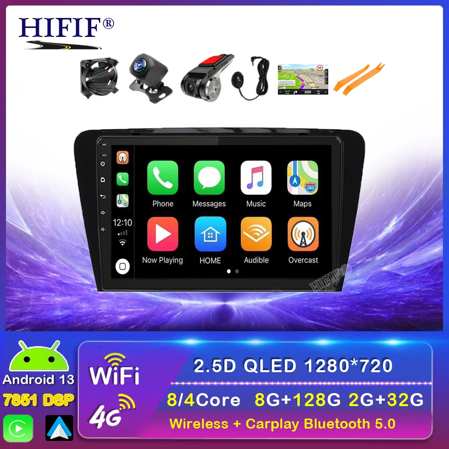 

4+64G Car DVD Multimedia Player For Skoda Octavia A7 III 3 2014-2018 2din Android 13.0 Radio Auto Navigation GPS Rear Camera