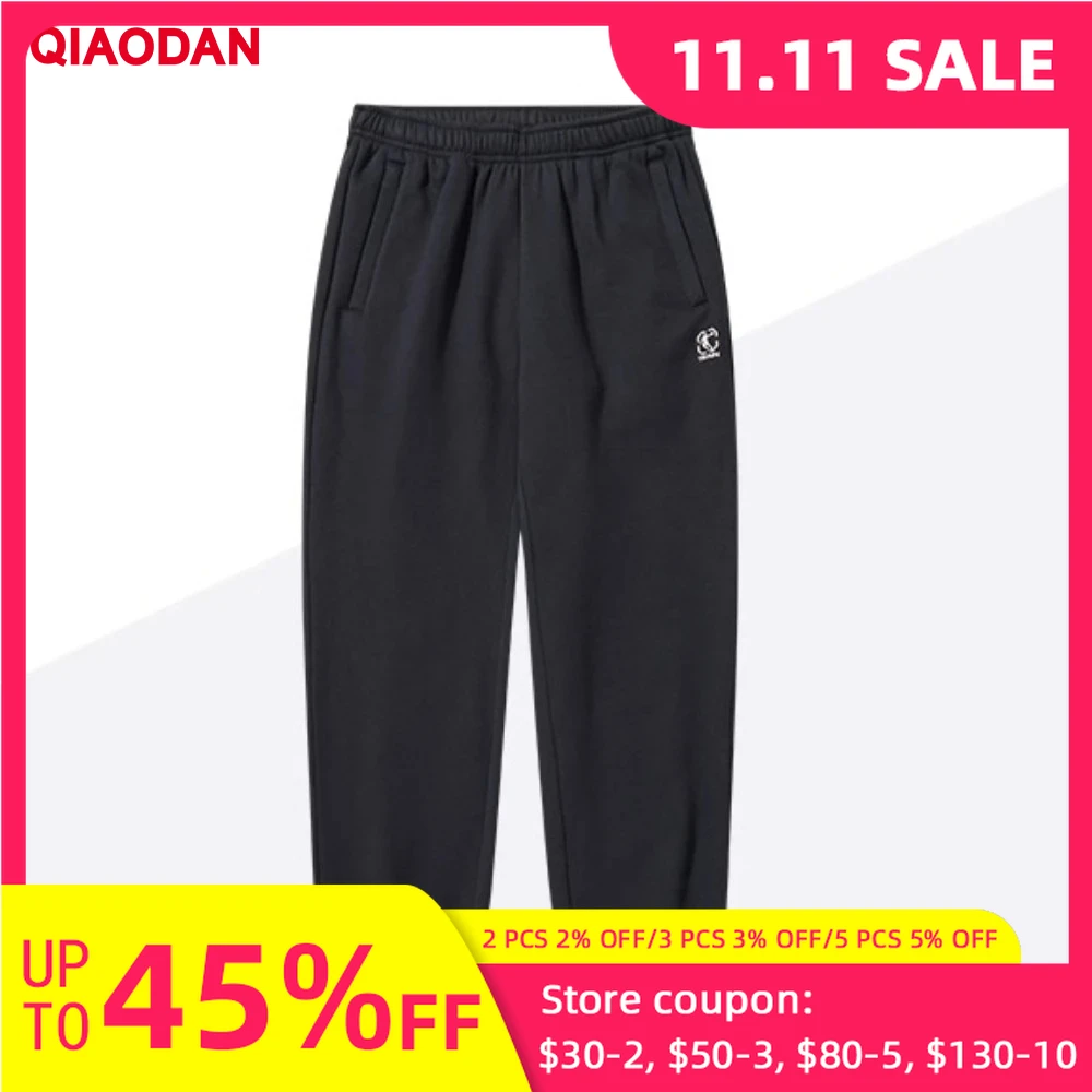 

QIAODAN 2025 Men Thick Sweatpants Autumn New Knit Full-length Elastic Waist Sportwear Training Pencil Trousers XKL33231314BR
