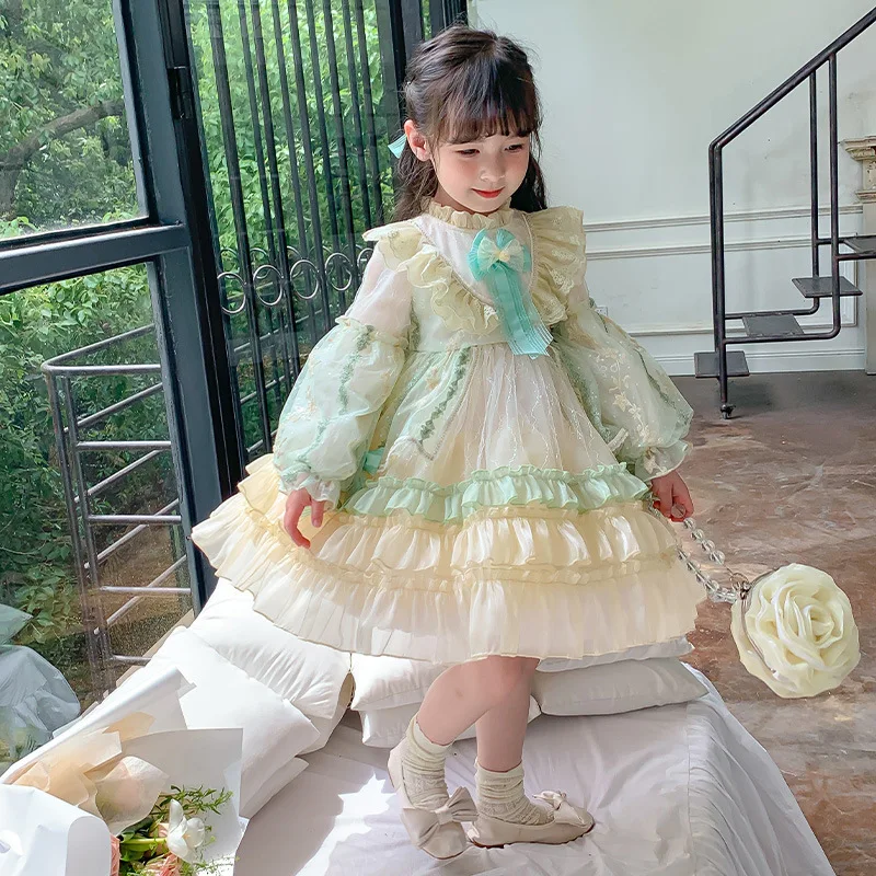 Girls' Dress Spring and Autumn Fashionable Princess Dress Children's Fleece-lined High-End Pettiskirt Birthday Dress