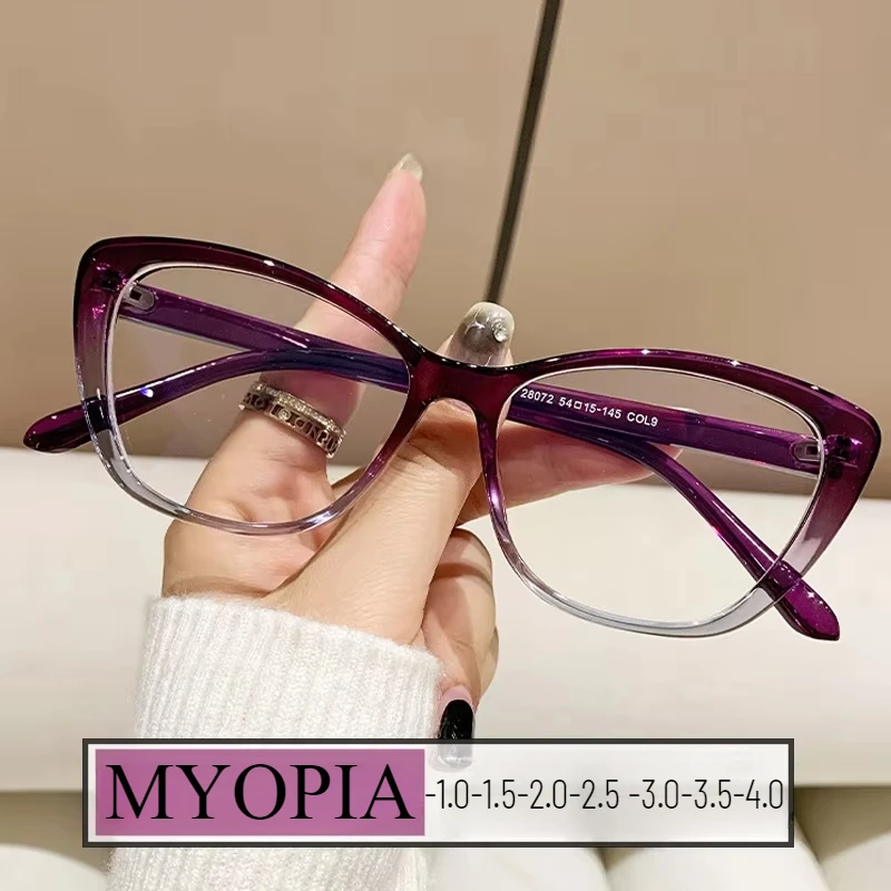 

Cat Eye Myopia Glasses for Women Men Ultra-light Near Sight Eyewear Fashion Prescription Computer Eyeglasses Diopter 0 To -4.0