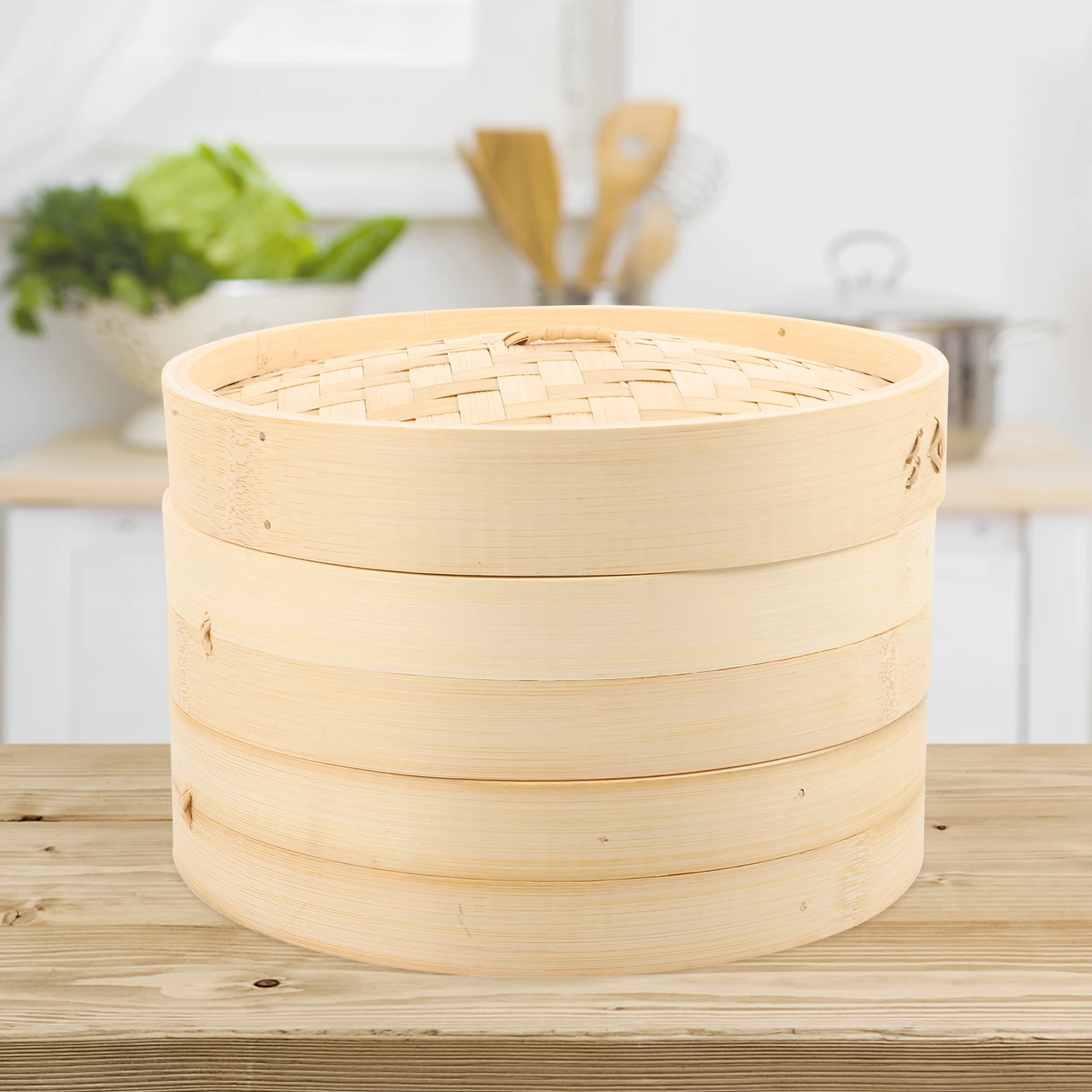 

Bamboo Steamer 10 Inch 2 Layer Steaming Basket for Cooking Dumpling Bun Kitchen Tool Practical Food Baskets Preservation Color