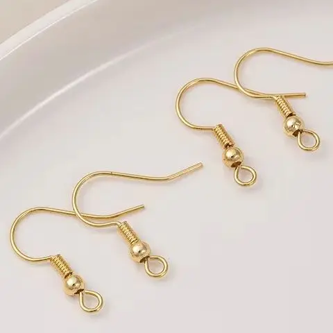 

1Pair 18K Gold-Plated Real Gold 14K Light Gold Ear Hook Accessories Handcrafted DIY Earrings Material Kit