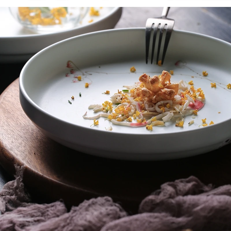 

Керамические тарелки для пельменей, ручная роспись, суповая сумма, посуда с бытовым узором