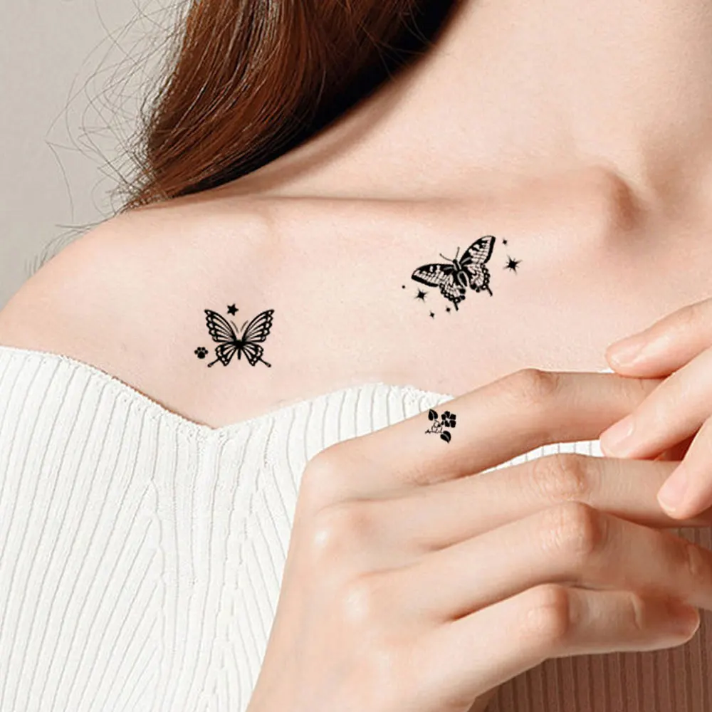 30pcs Black Butterfly Fake Tattoo for Women Waterproof Temporary Tattoos Suitable for Arm Body Realistic Tattoo Sticker Girls