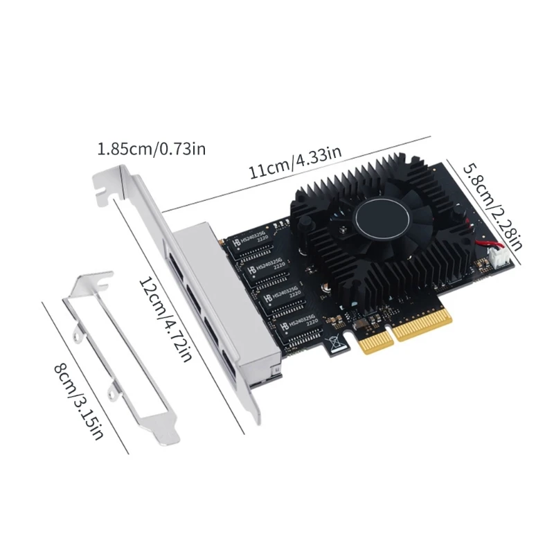 2,5 Gbps Ethernet PCIE3.0X1-kaart PCIExpress PCIE3.0 netwerkkaart 2500 Mbps 4x RJ45-poortadapter HXBE