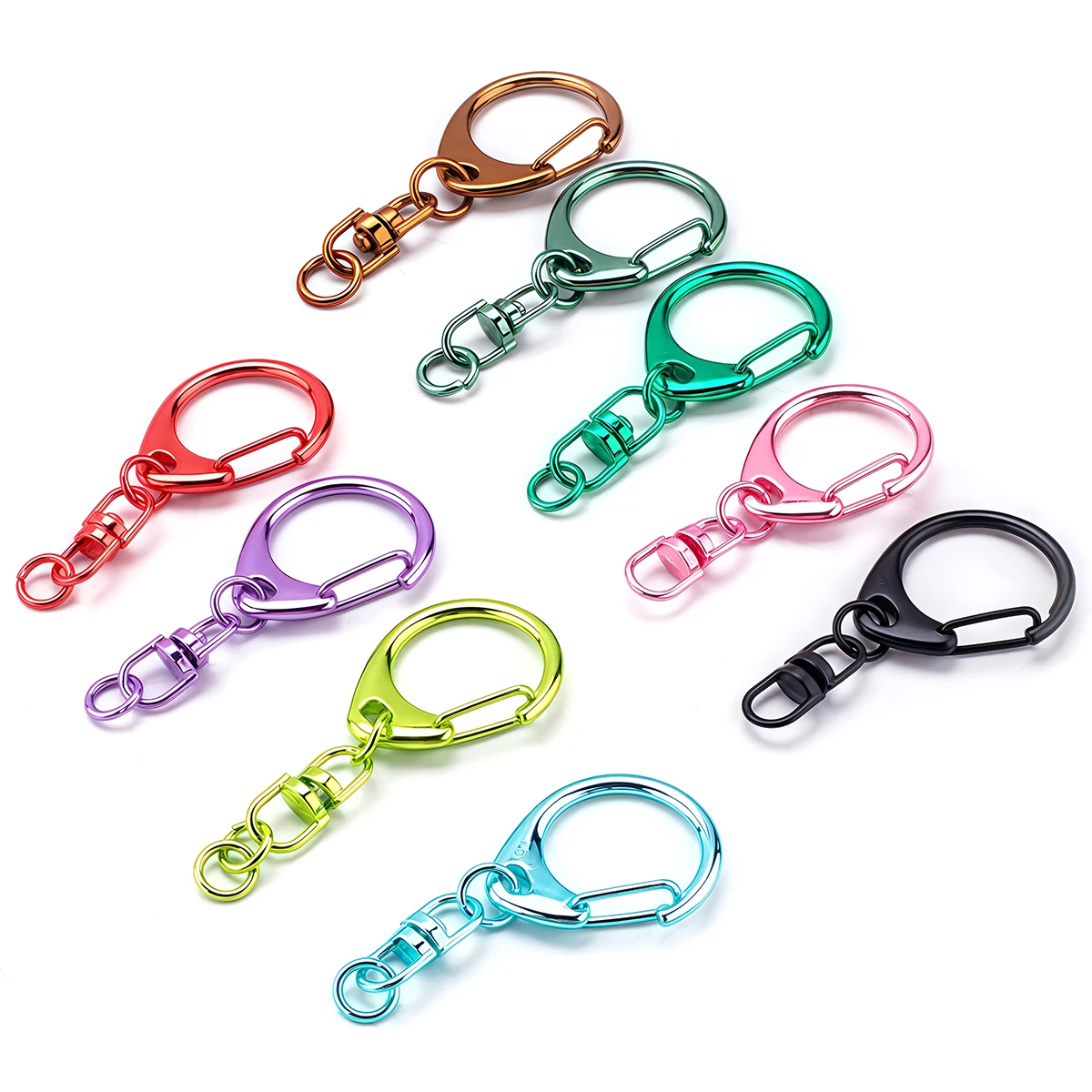 5PCS Colorful D Snap Hook Keychain Buckle Swivel Clasp Keyring with Open Jump Ring Connector for DIY Key Chain Making Supplies