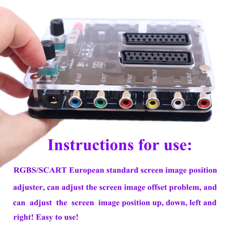 Convertidor de posición de imagen de ajuste RGBS con carcasa SCART, PCB de conversión de pantalla ajustable para ajustar la posición de la imagen