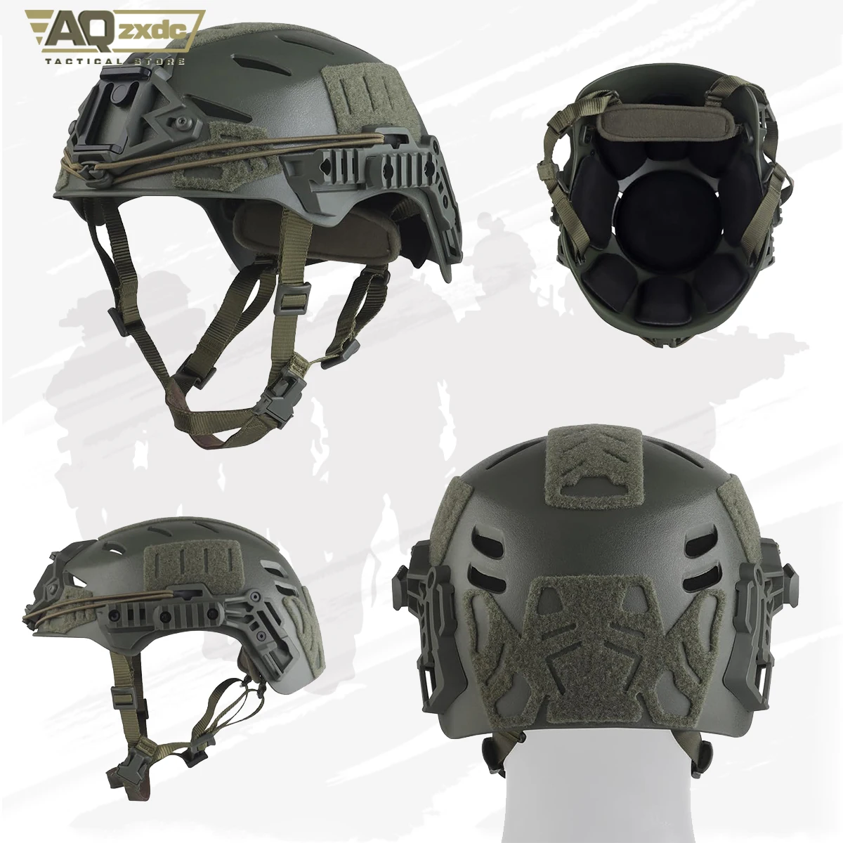 Casco airsoft con raíl y correa barbilla ajustable, protección oídos - imagen 4