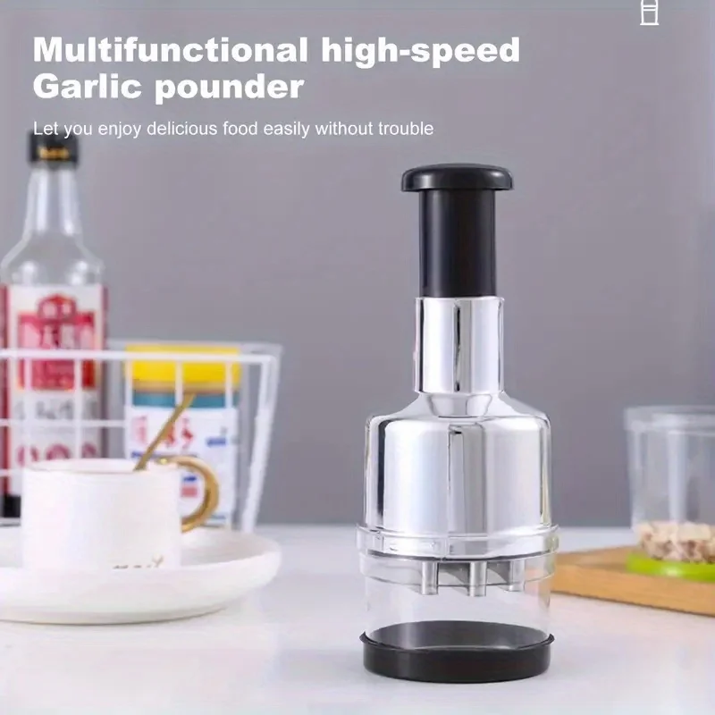 11-in-1 Manual Garlic Press and Vegetable Chopper Multi-Purpose Portable Kitchen Tool with Lever Design Durable for Home Cooking