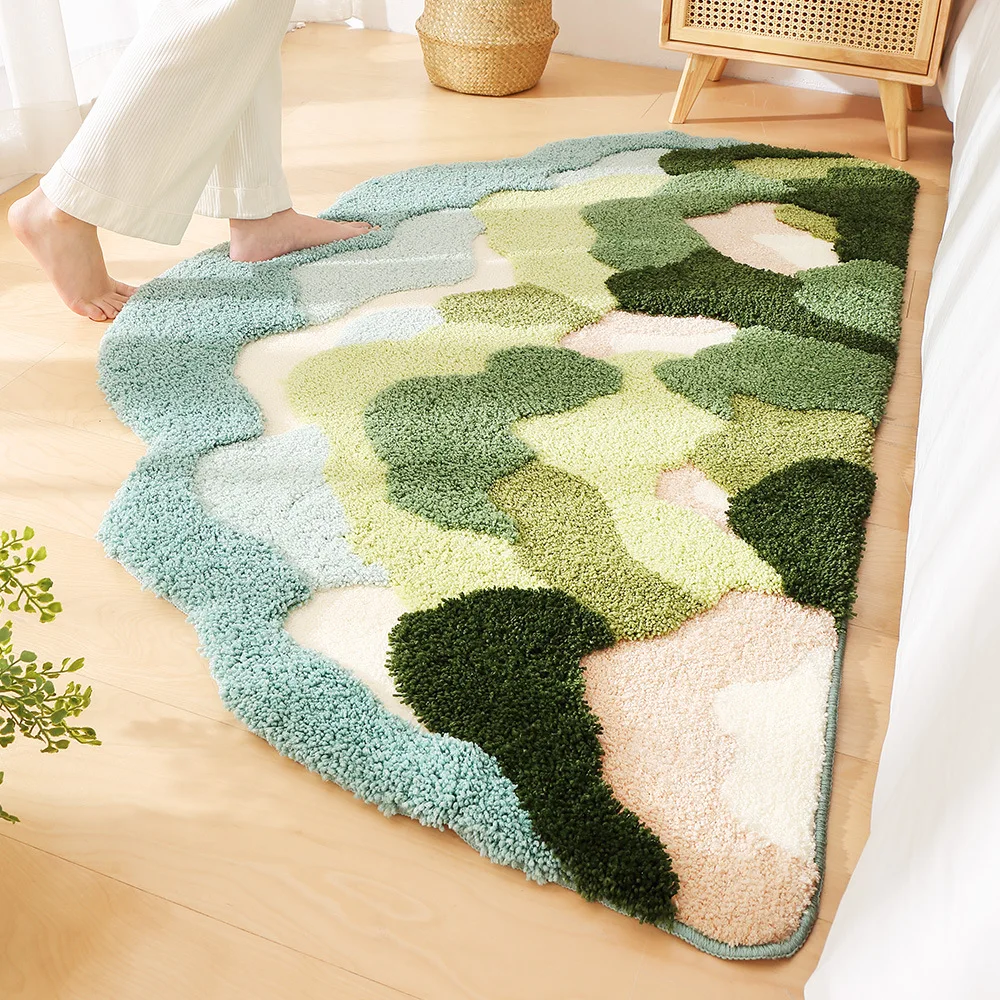 

Ins Moss Carpet Three-dimensional Flocking Bedroom Bedside Rug Living Room Decorative Carpet Thickened Plush Anti-slip Floor Mat