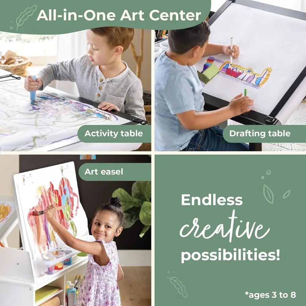 Design Studio – Black: 3-in-1 Kids Art Table & Stool Set, Writing, Crating, Painting & Drating Table or Kids with Crat Storage & view 6