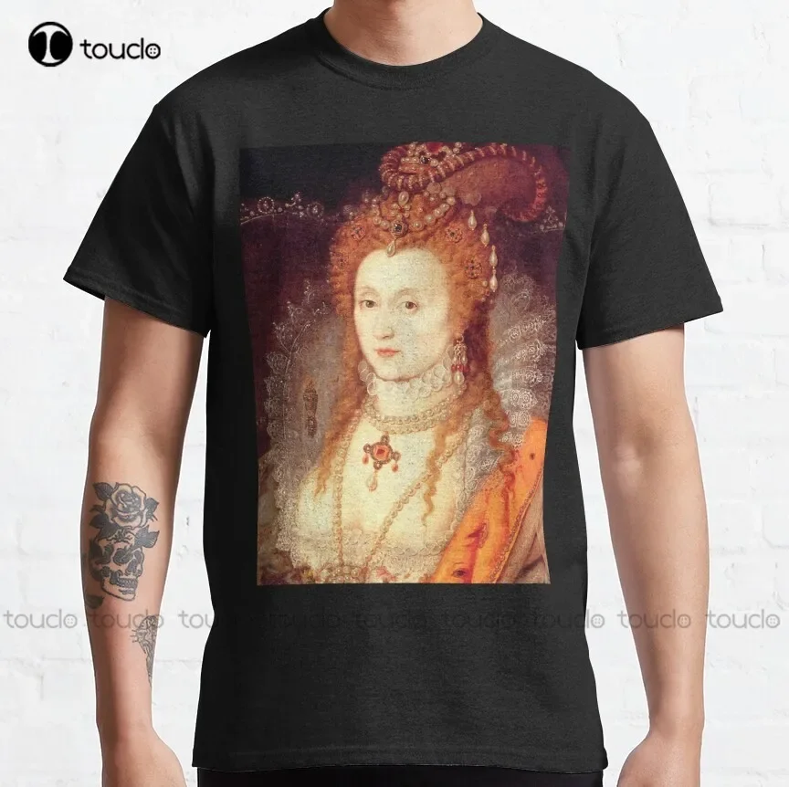 Elizabeth I Portre Klasik T-Shirt Futbol Gömlek Kadınlar Için Açık Basit Vintage Rahat T Shirt Özel Hediye Xs-5Xl Tshirt