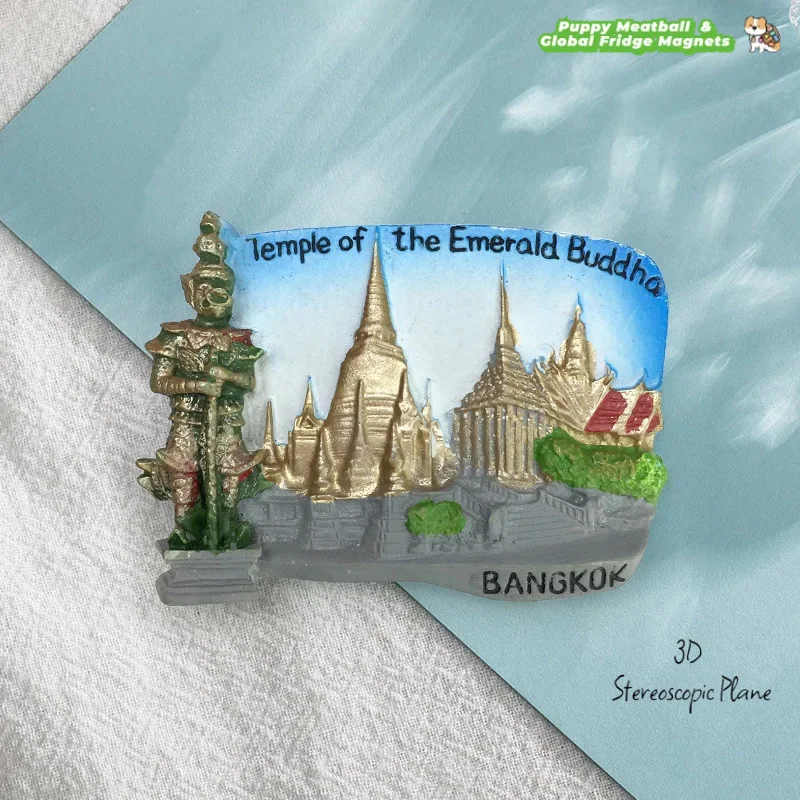 Thailand National Treasure Bangkok Grand Palace Erawan Temple Scenery Fridge Magnet Travel Souvenir 3D Home Decoration