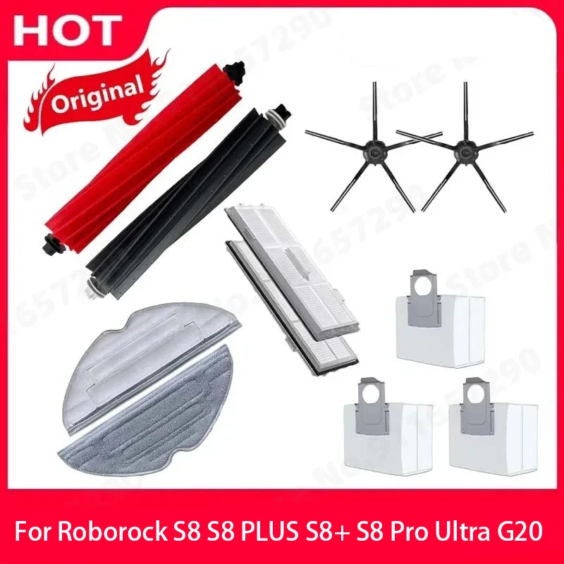 Original Roborock S8 S8 PLUS S8+ S8 Pro Ultra G20 Ersatzteile Seitenbürste Filter Wischmopp Staubbeutel Staubsauger-Zubehör