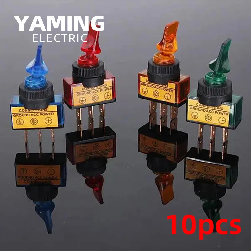 12V 20A Led Illuminate Flick Rocker Button Toggle Switch ON-OFF Car Van Dash Boat Light Connections Ground Power ASW-14D