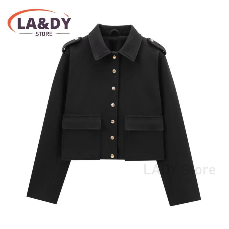 Jacket Coat Woman 2024 Autumn Fashion Simple Versatile Single Breasted Pockets Female Solid Color Long Sleeves Casual Outerwears