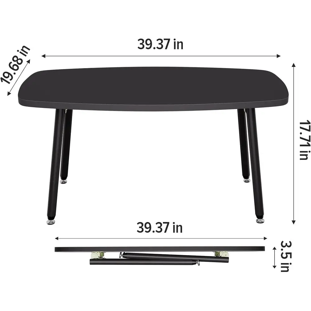 طاولة قهوة حديثة مستطيلة قابلة للطي، 39.3 أسود، محمولة للمساحات الصغيرة، غرفة المعيشة، لا تحتاج إلى تجميع #2