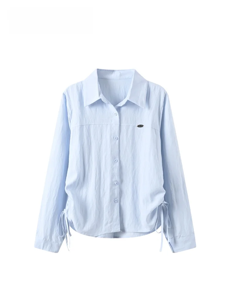 

Faionable Large Size Ne Long Sve irt Women's Early Spring New Sle Sli Age-Defng Top for Plump Sisters