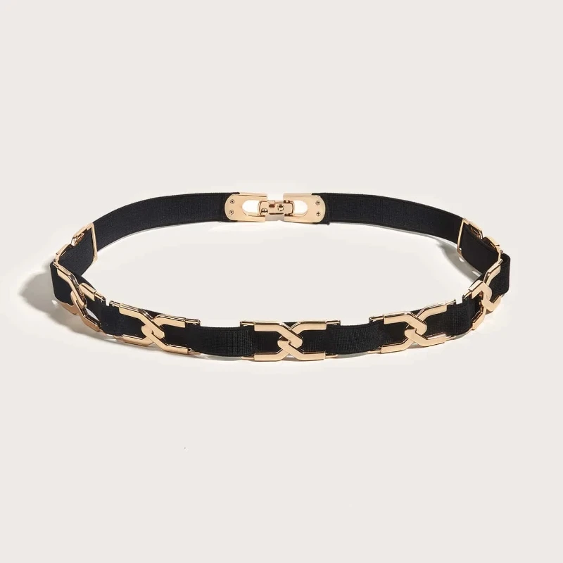 1Pcs Ladies' black metal accessory decoration Minimalist waist cinching style Dress accessories Simple commuting versatile