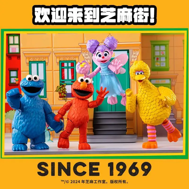 Brooke Sesame Street Episode 1 Elmo Big Bird Cookie Monster 만화 인형 핸드 모델, 귀여운 애니메이션 캐릭터 데스크탑 장식