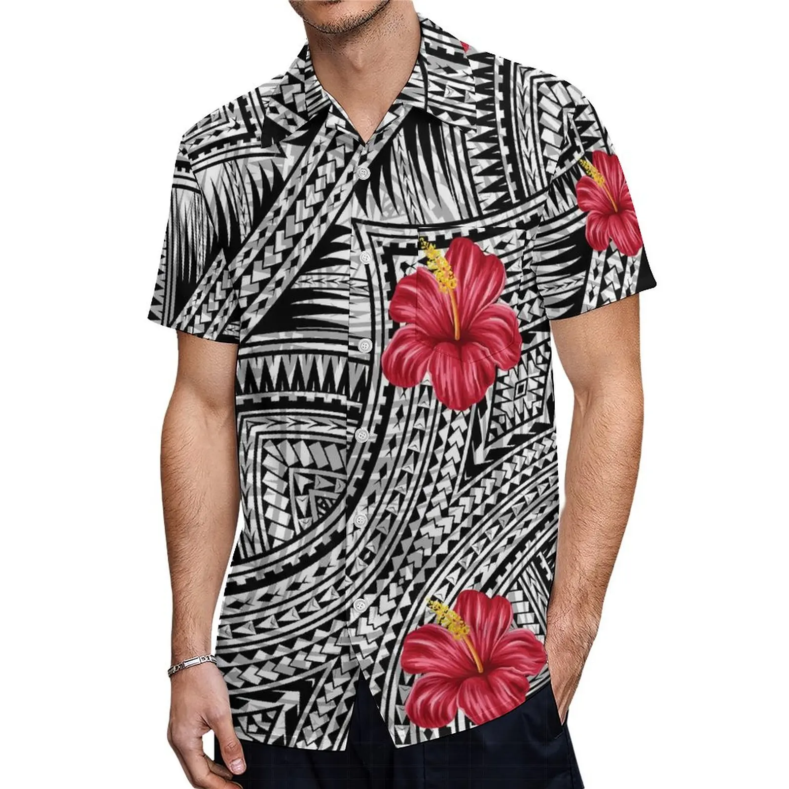 samoa-Fiji Family Set Women'S Dress Cocktail Maxi Dress Polynesian Design 3d Hd Pattern Hawaiian Men'S Aloha Shirt