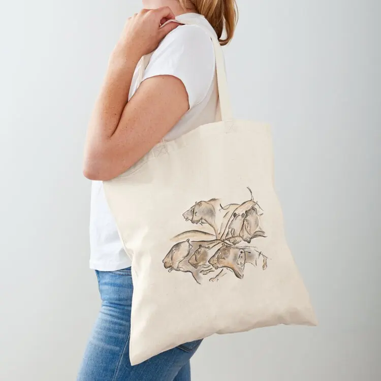 Prehistoric cave painting of a pride of lions from the Chauvet Cave Tote Bag Shopping bags Cloth bags female bag hand bags