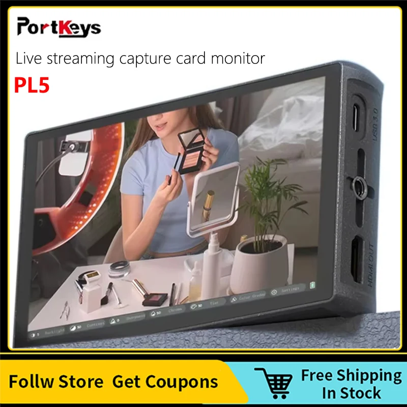 Portkeys PL5 3D Lut 4K 30P Монитор карты захвата прямой трансляции, совместимый с USB3.0 360 °   Полевой монитор Color Grader на камеру