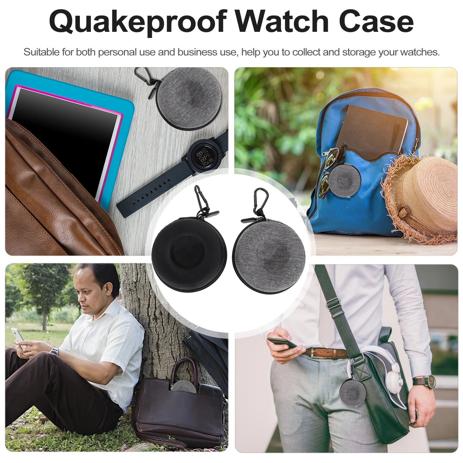 

2pcs Watch Storage Box High Grade Material Waterproof Nylon EVA Case Large Small Sponges Fleece Personal