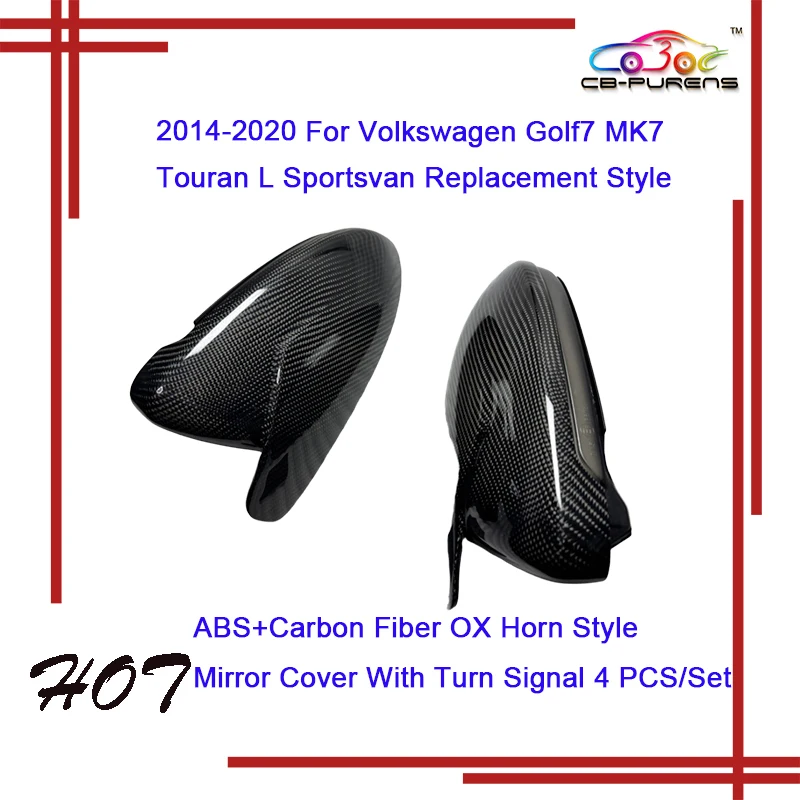 14 For Volkswagen VW Golf7 MK7 Touran-L Sportsvan Forged Carbon/ABS+Carbon Fiber OEM/OX Horn Mirror Cover With/WithOut Light Bar