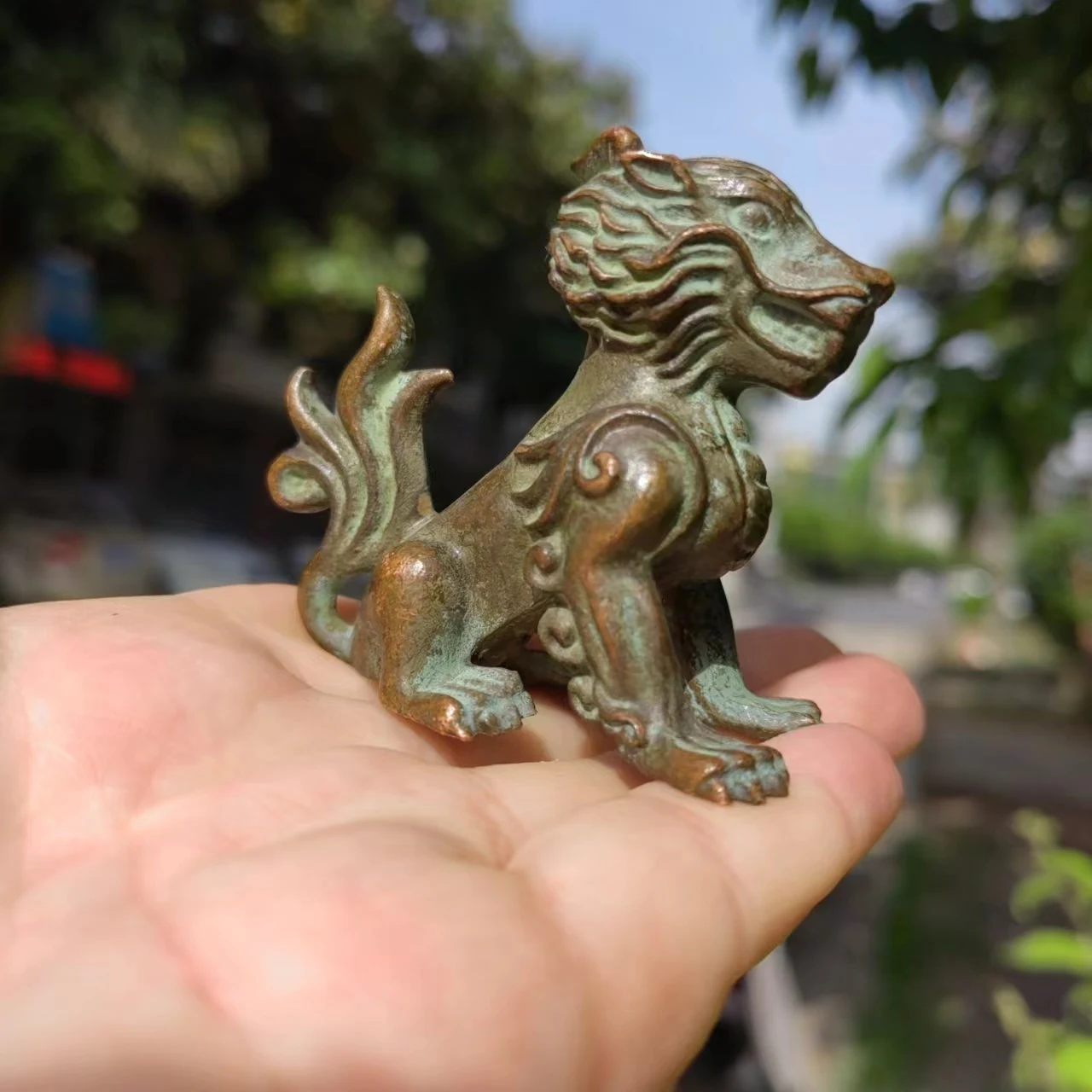 Copper Chi Lin Statue (Qi Lin) Figurine,beast  the Sacred Dragon Horse in Feng Shui Decor Attract Positive Energy Pakua Kei gift