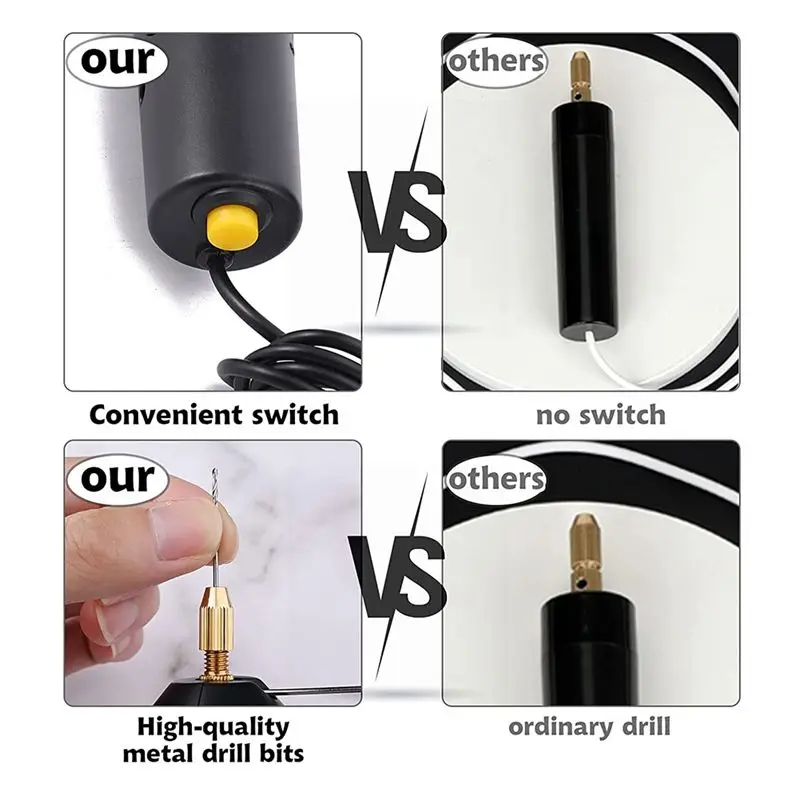 A77K Electric Resin Drill,for Resin Casting Molds,Electrical Pin Vise Kit with 10Pc Drill Bits for Resin Art Jewelry Keychain
